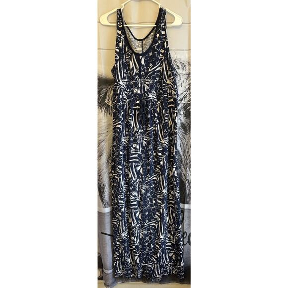 Eddie Bauer Outdoor Floral Maxi Tank Dress Size T2XL Drawstring Waist Casual - Picture 1 of 5